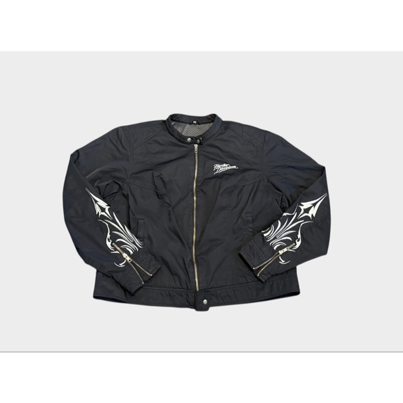 Harley-Davidson Women’s Black/White Tribal Embroidered Moto Riding Jacket Sz 1W - Picture 3 of 11